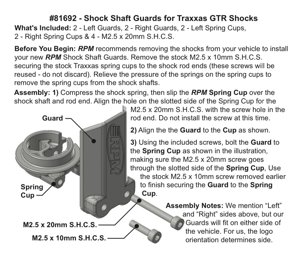 RPM 81692 Shock Shaft Guards for Traxxas GTR Shocks